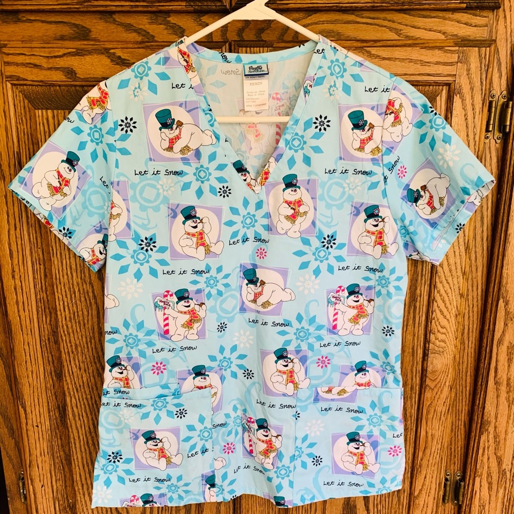Frosty The Snowman Scrub Top - XS - New!